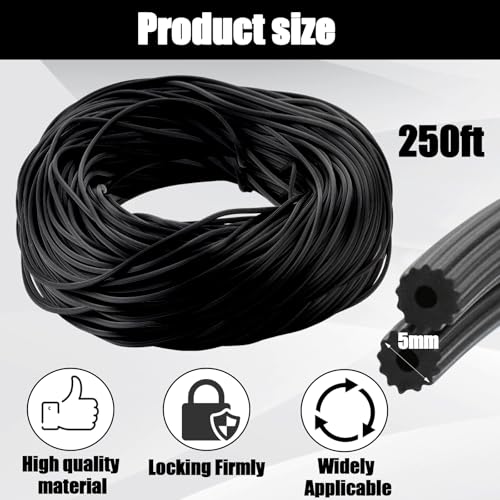 Screen Spline Window 250ft Black Rubber Retainer Spline (0.19 Inch) - size: 0.19 Inch