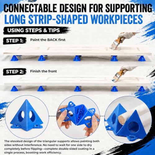 RUGLAMZHIP 40pcs Painters Pyramids, Painters Pyramid Stands (Blue) | Painter's Stands & Mini Tripods for Door Risers, Cabinet Doors, Paint Tent, Woodworking Tools, Cabinet Pouring Accessories - style: Blue-40pcs