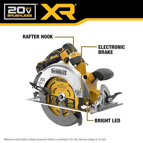 DEWALT 20V MAX XR Brushless Cordless 7-1/4 in. Circular Saw, Tool Only (DCS590B)