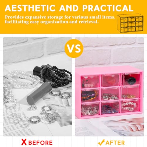 Wenqik 2 Pcs Mini Storage Drawers, Rose Red - color: Rose Red
