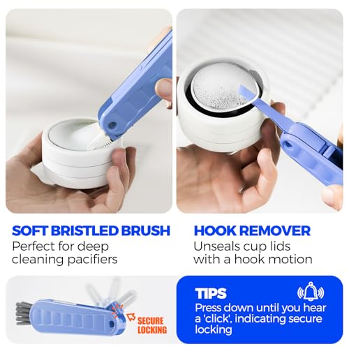 Holikme 6 Pack 4 in 1 Cup Lid Cleaning Brush 3 Straws Bottle Brush,Carrot - color: Blue & Yellow & Red