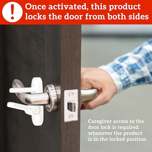 Door Lever Lock (2 Pack) Prevents Toddlers from Opening Doors. 3.25" L * 1.5" W * 4.5" H Easy One Hand Operation for Adults. Durable ABS with 3M Adhesive Backing. Simple Install, Black - color: Black