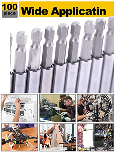Rocaris 100 Pack 1/4" Hex Magnetic Extension Socket Drill Bit Holder - style: 100 Pack