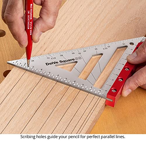 Woodpeckers Delve Square, 10-in-1 Woodworking Layout Tool, 6 Inch, Stainless Steel, Feature Packed Carpenter Square - color: Stainless Steel, style: 6 Inch