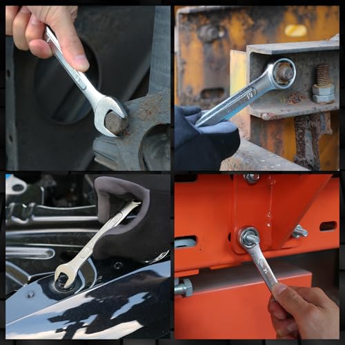 19-Piece Metric Combination Wrench Set, 6-24mm Standard Spanner Wrench Set, Mechanic Tool Sets with Rolling Pouch, Open End Wrenches for Household, Garage, Workshop, Auto Repairs - style: 19pcs Metric Combination