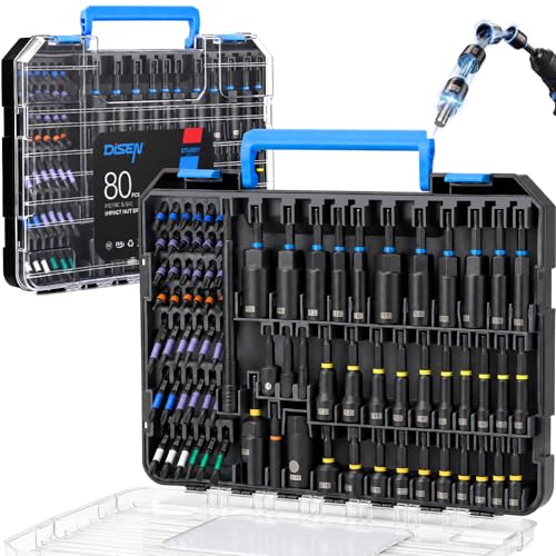 DISEN 80-Pieces Magnetic Impact Nut Driver Set Metric & SAE