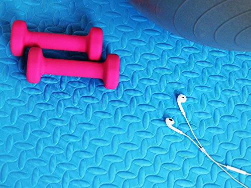 BalanceFrom Puzzle Exercise Mat 3/4" Thick, EVA Foam Floor, 4-Pack - color: Blue, style: 3/4" Thick, 96 Square Feet