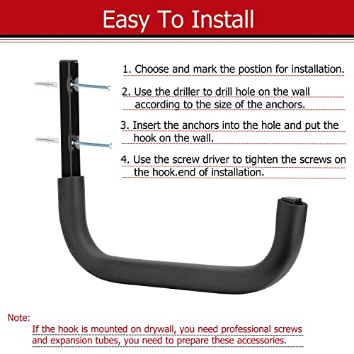Heavy Duty Garage Storage Hooks, 12.4 Inch Ladder Storage Hanger, Wall Mount Utility Hook for Outdoor Indoor Organizer Folding Chairs, Bike, Tools, Water Pipes - size: 9.8inch x 12.7inch