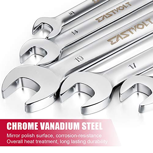 Eastvolt 12-Piece Flex-Head Ratcheting Wrench Set, Metric 8mm-19mm, Combination Ended Spanner kits, Chrome Vanadium Steel with Toolbox, EVHT1201 (Pack of 5) - size: Wrench set (Pack of 5)
