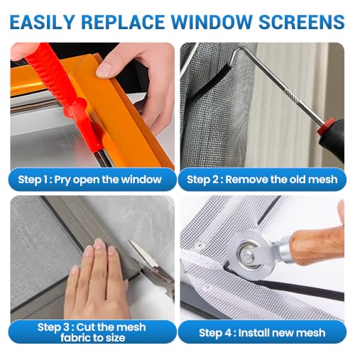 6 in 1 Screen Repair & Replacement Kit, Window Screen Roller Tool Set - size: 6 IN 1