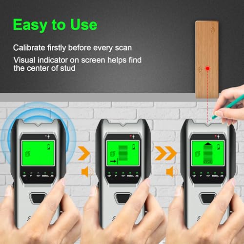 Stud Finder Wall Scanner, 5 in 1 Multifunction Stud Locator with Upgraded Smart Sensor, HD LCD Display and Audio Alarm for The Center & Edge of Metal, Studs, AC Wire, and Pipe Detection (Gainsboro) - color: Gainsboro