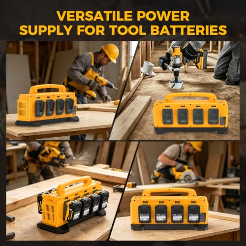 8-Port Battery Charger Station Compatible with Dewalt 12V-20V Batteries | 8Ports Simultaneous Charger Replace for Dewalt 20V max Battery Charger DCB104 - color: Brown