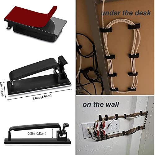 SOULWIT 50Pcs Self Adhesive Cable Management Clips - Black - color: Black