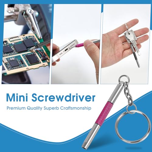 UNEAK - Eyeglass Screwdriver Repair Kit Pink and Black Precision 3 in 1 Mini Screwdrivers Set Keychain Glasses, Sunglasses, Sunglass, Watch, Electronics, Eyeglasses, Flat Head, Phillips, Hex - color: Pink and Black