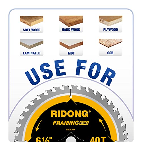 6-1/2 Inch 40 Tooth Circular Saw Blade with 5/8 Inch Arbor ATB Finishing for Wood Cutting(10-Packs) - size: 6-1/2" 40T (10 packs)
