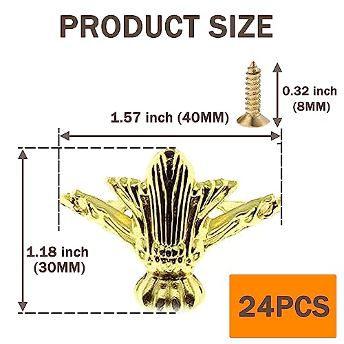 24 PCS Antique Brass Box Metal Feet Legs for Small Wood Jewelry Crafts Case - color: Gold