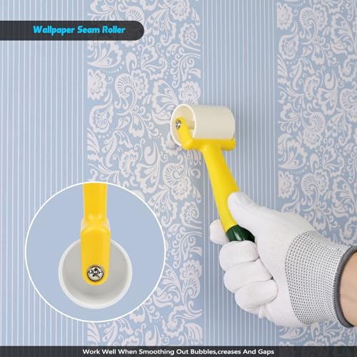 EHDIS Wallpaper Smoothing Tool Kit Wallpaper Smoothing Brush Wallpaper Squeegee Seam Roller for Applying Peel and Stick Wallpaper, Vinyl Backsplash Tile,Smoothing Wallcovering