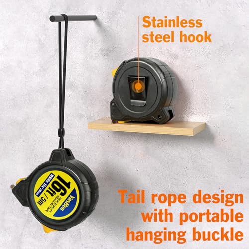 Tape Measure 16 ft, 2 Pack Easy Read Measurement Tape, Self-Locking Measuring Tape Retractable 1-Inch Wide x 16 ft - color: 2 Pack