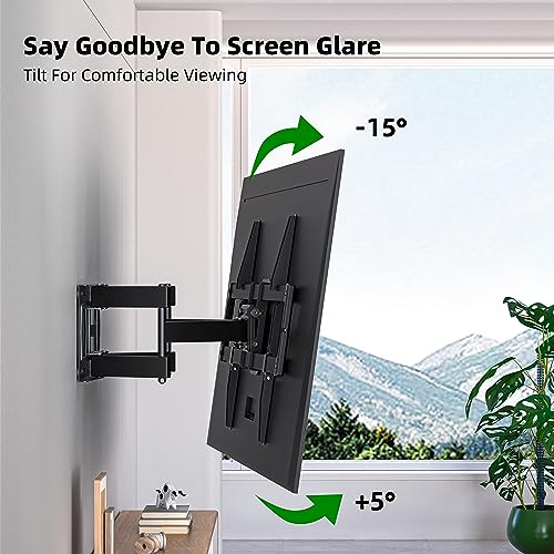 Full Motion TV Wall Mount for Most 37"-84" Flat Screen TV, Swivel or Tilt TV Wall Bracket with Dual Articulating Arms, for 12"-16" Wood Studs, Max VESA 600x400mm, Load 120 lbs by USX MOUNT - size: 37-84 inch, 120 lb