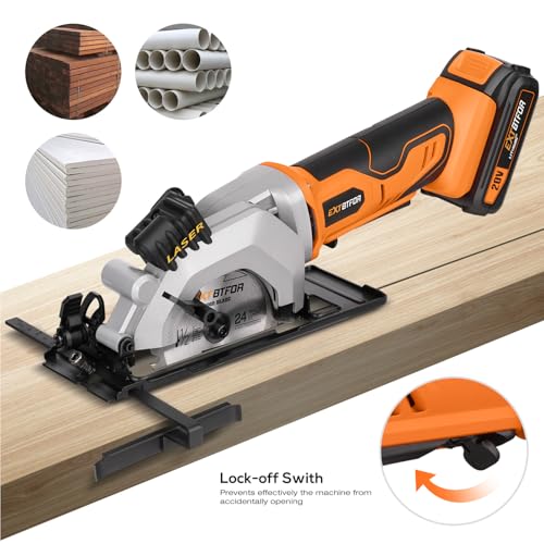 Cordless Circular Saw,2.0 Battery 3400RPM Laser Guide,45° Angle - style: Cordless circular saw