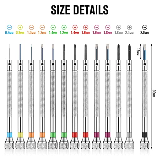 Chumia Watch Screwdriver Set, 13 Pcs Jeweler Micro Screwdriver 0.6-2.0 mm
