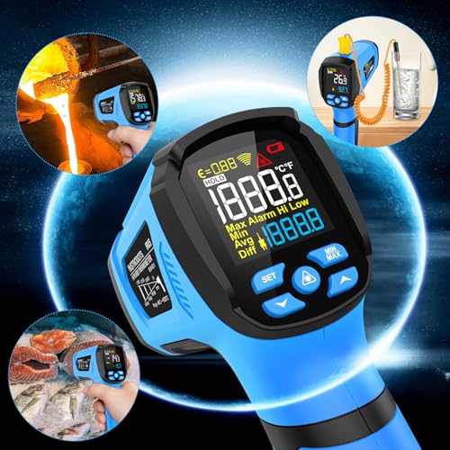 Infrared Thermometer Gun, -40℉ to 2192℉ Dual Laser Thermometer - color: Blue (-40℉~2192℉)
