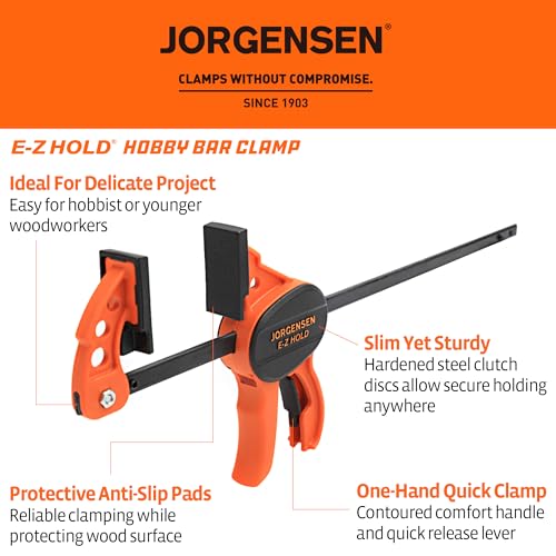 JORGENSEN E-Z Hold 2-Pack 4" One Hand Hobby Bar Clamps for Woodworking - size: 4"