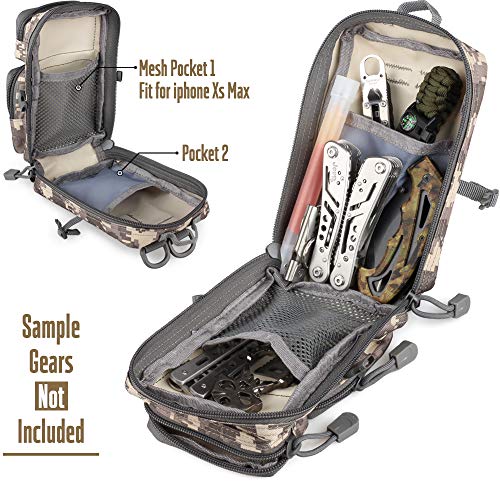LIVANS Tactical Molle Utility Pouch, EDC Tool Pouch, Small Admin Pouch - color: CamoGray