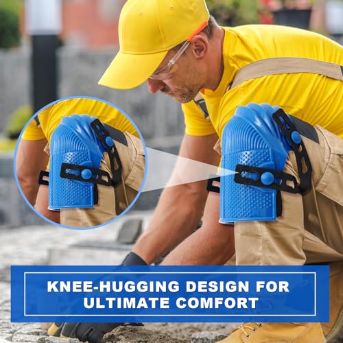 Soulchen 2 Pairs Heavy Duty Construction Knee Pads for Work, Blue - color: Blue
