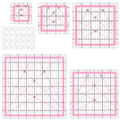 Quilting Rulers(2.5",3.5", 5", 6", 8"),5 Square Ruler Quilting Templates - color: Pink