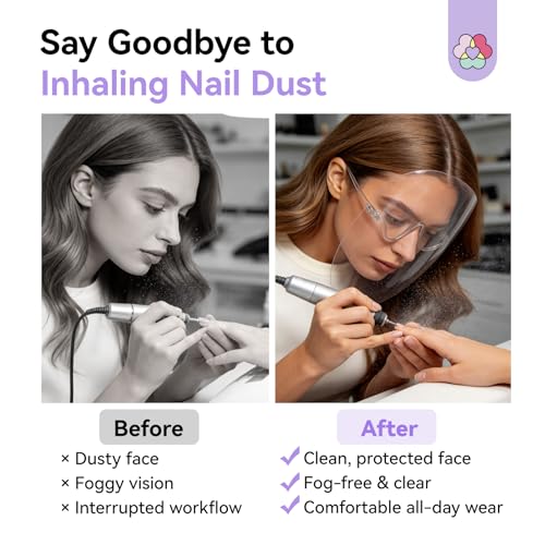 SAVILAND Full-Face Fog-Free Face Shield for Nail Dust Nail Technicians - size: full clear face shield