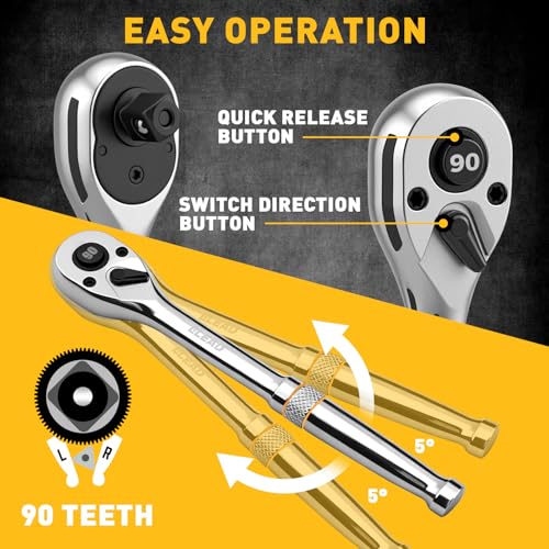 ELEAD 8-Piece 3/8" Drive Magnetic Swivel Spark Plug Socket Set, 5/8", 9/16", 14mm, 16mm, Include Ratchet Handle & Spark Plug Gapper, 6 & 12 Point CR-V Spark Plug Removal Tool - size: 8-Piece Magnetic Swivel Spark Plug Socket Set
