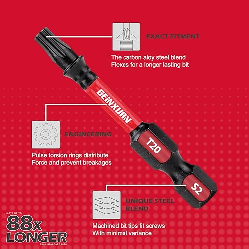 GEINXURN Impact Tough Magnetic Mixed 23Pack Insert Driver Bits, S2 Alloy Steel Screwdriver Power Bits Set with 1Pcs Impact Magnetic Bit Holder - size: MIXED-23PC