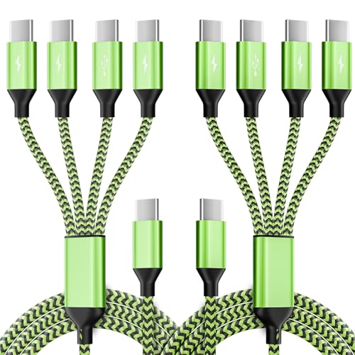 USB C Splitter Multi Charging Cable for Multiple Devices, 2Pack 5FT - color: Green&Black