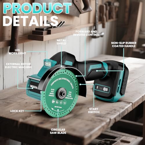 Cordless Cut Off Tool Compatible with Makita Battery, 18,000 RPM Brushless Motor, 4" Blades (2pcs) with Dust Cover, 1.2mm Max Blade Thickness for Wood/Metal/Plastic【BATTERIES NOT INCLUDED】