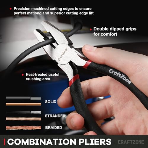10PC Pliers and Wrench Set with Storage Rack – Includes Channel Lock | Long Needle Nose | Diagonal Cutter | Groove Joint | Linesman & Mini Plier, Carbon Steel Tool Kit for DIY and Home a Gift for Man - size: 10pc