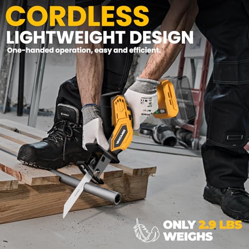 Cordless Reciprocating Saw for Dewalt Battery, 3 Variable Speed 0-3500 Brushless Motor, Tool-free Blade Change, 4 Saw Blade Potable Recipro kit for Wood/Metal/PVC Cuts - Tool Only