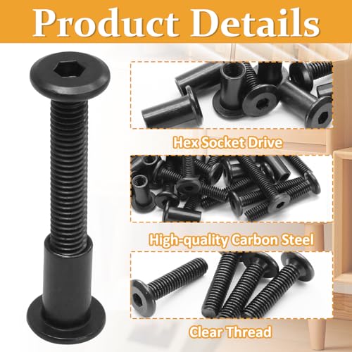 Biaungdo M6x35mm Black Hex Drive Socket Cap Bolt, 15 Sets - color: Black, size: M6x35mm