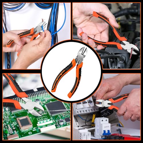 6" Diagonal Cutting Pliers, Heavy Duty Side Cutters, Wire Cutters For Electrical Appliance Repair, Cable, Electronic Production, Industrial Work, Fine Cutting, Model Making Comfort Grip