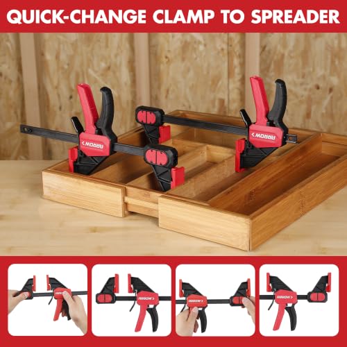ARROW 4-Piece 6"(2) & 12"(2) Bar Clamps for Woodworking with 150LBS Force - size: 12"(2) & 6"(2)