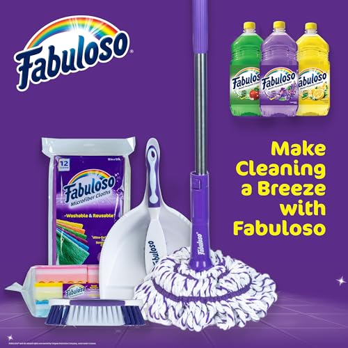 Fabuloso Brush and Dustpan Set, White and Purple - size: Brush & Dustpan