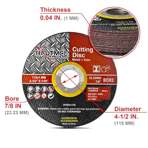 HAUTMEC 10 Pack Cut Off Wheels 4-1/2" x .04" x 7/8", Metal Cutting Discs with Storage Tin Box for Angle Grinder, MPA Certified Ultra-Thin Aluminum Oxide Abrasive Cut-Off Wheel (HT0014) - size: 4.5" x .04" x 7/8" (10 pcs)