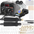 2-in-1 Wood Burning Kit, 88-in-1 Pyrography Wood Burner with 51 Solid Tips, 20 Wire Nibs, Letter & Number Stencils, Unfinished Wood Pieces, Pen Holder, Ideal for Pyrography, DIY Crafts & Gifts