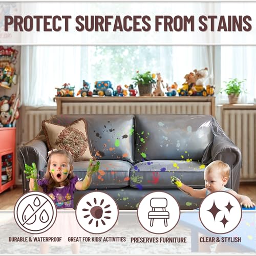 Evelots Clear Vinyl Loveseat Cover, Spill-Resistant 2-Seat Sofa Protector - size: Loveseat