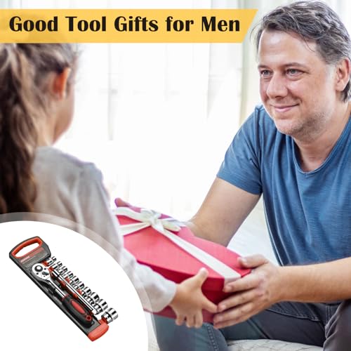 Egofine 12pcs 3/8 Inch Ratchet Socket Wrench Set, Drive Socket Set with 10 Sockets 8-14,17,19,21mm and 2 Way Quick Released Ratchet Handle and Extension Bar - color: 12pc Standard Socket Set, size: 3/8