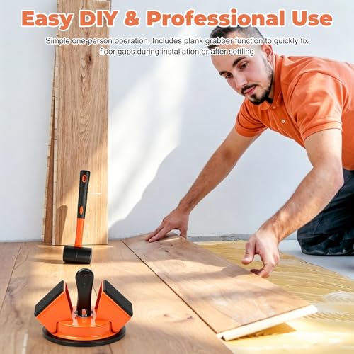 45-Degree Floor Gap Repair Tool kit, Equipped with a Hammer, 5 Patches, and 1 Cleaning Knife (8-piece Set), Suitable for Laminate Flooring and PVC Flooring.