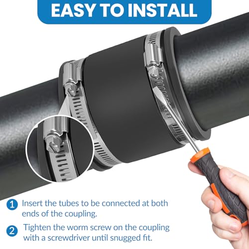 2 Pcs 1 IN Flexible PVC Pipe Coupling with Stainless Steel Clamps Fit 1 IN Nominal Pipes, Couplers for Plastic and Copper Pipe Plumbing Connections, Drain Repair, Dust Hose - size: 1 in