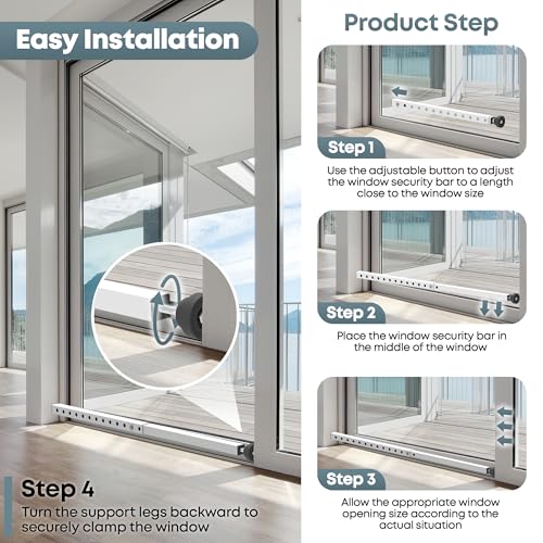 1 Pack Adjustable Window Security Bars for Inside, 17-33 Inch - color: White - 1 Pack