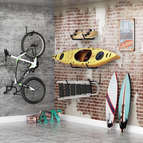 niffgaff Heavy Duty Garage Storage Hooks - 120 LB Capacity Wall Mounted Rack for Kayaks, Ladders, and Bikes - color: Black 4 pack