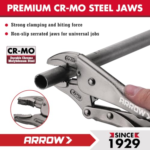 ARROW 10-piece Locking Pliers Set, Chromium-Molybdenum Vice Grips - style: 10-piece